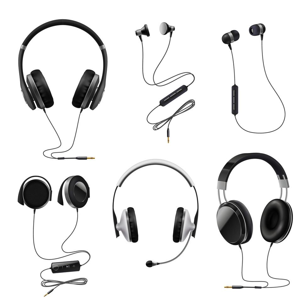 casque réaliste set vector illustration