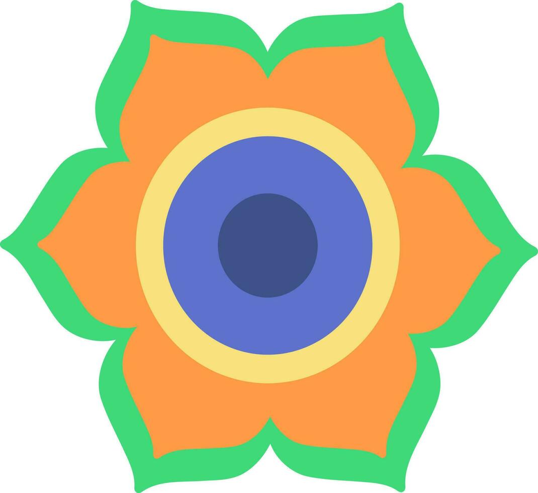 coloré floral rangoli icône dans plat style. vecteur