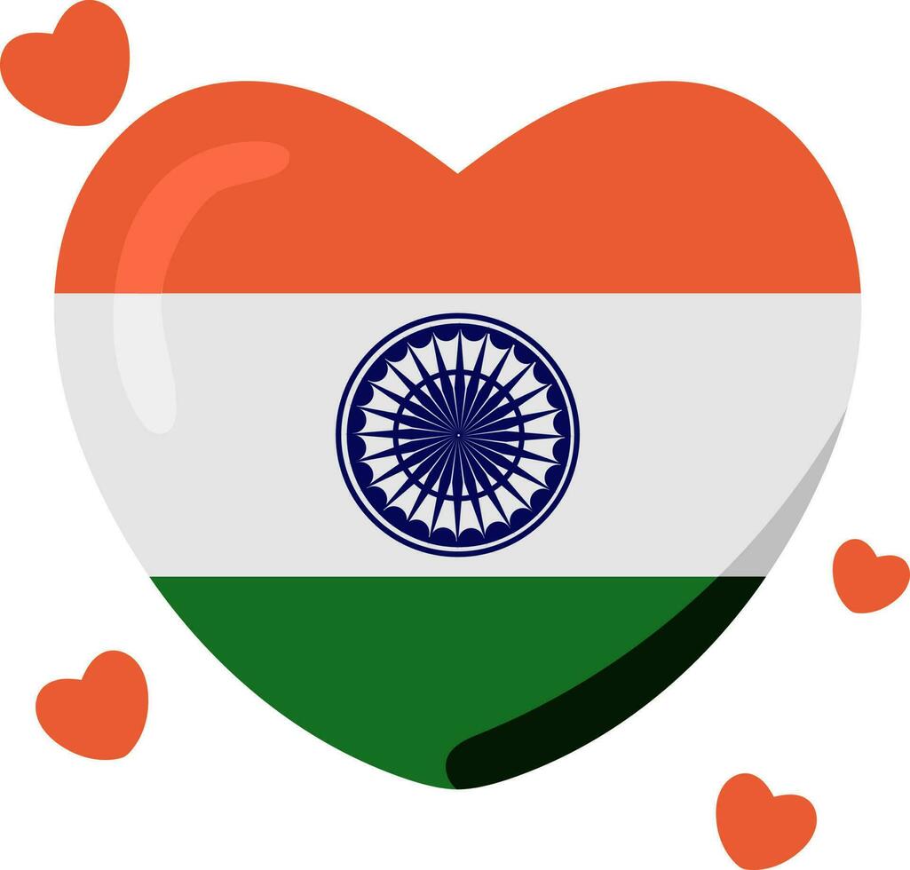illustration de Indien nation drapeau Couleur cœur élément icône. vecteur