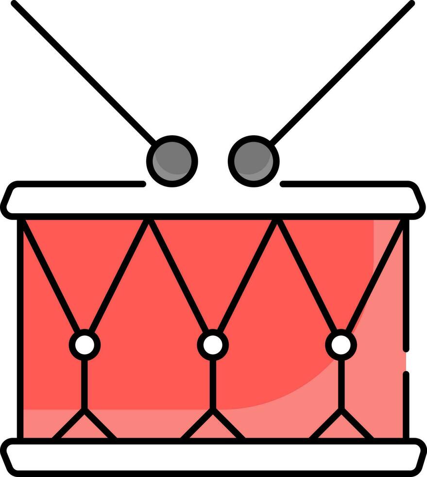 rouge illustration de piège tambour avec des bâtons icône. vecteur