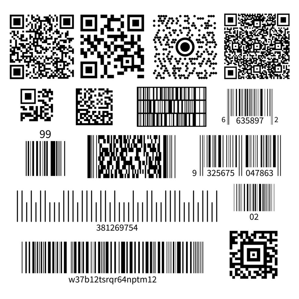 types de codes à barres mis en illustration vectorielle vecteur