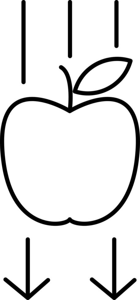Pomme chute icône ou symbole dans ligne art. vecteur