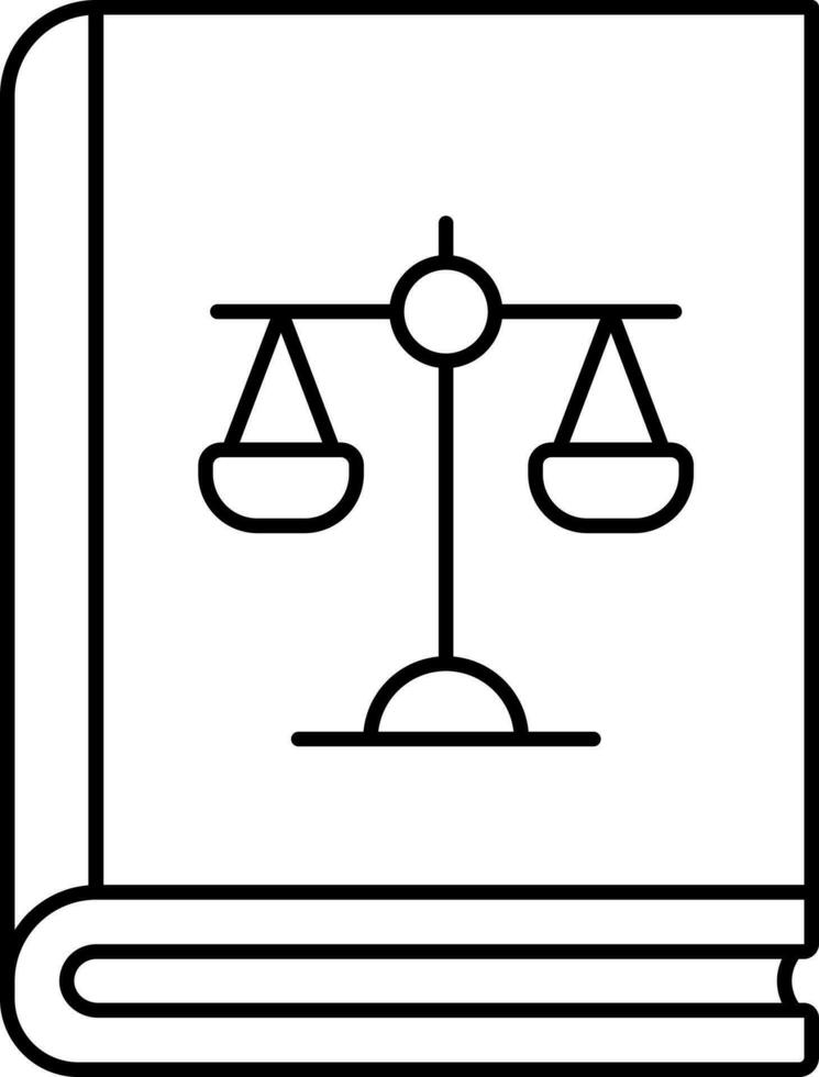 équilibre échelle symbole livre icône dans noir contour. vecteur