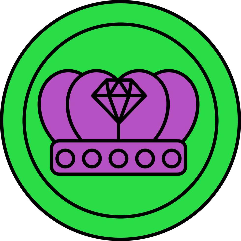 couronne pièce de monnaie icône dans violet et vert couleur. vecteur