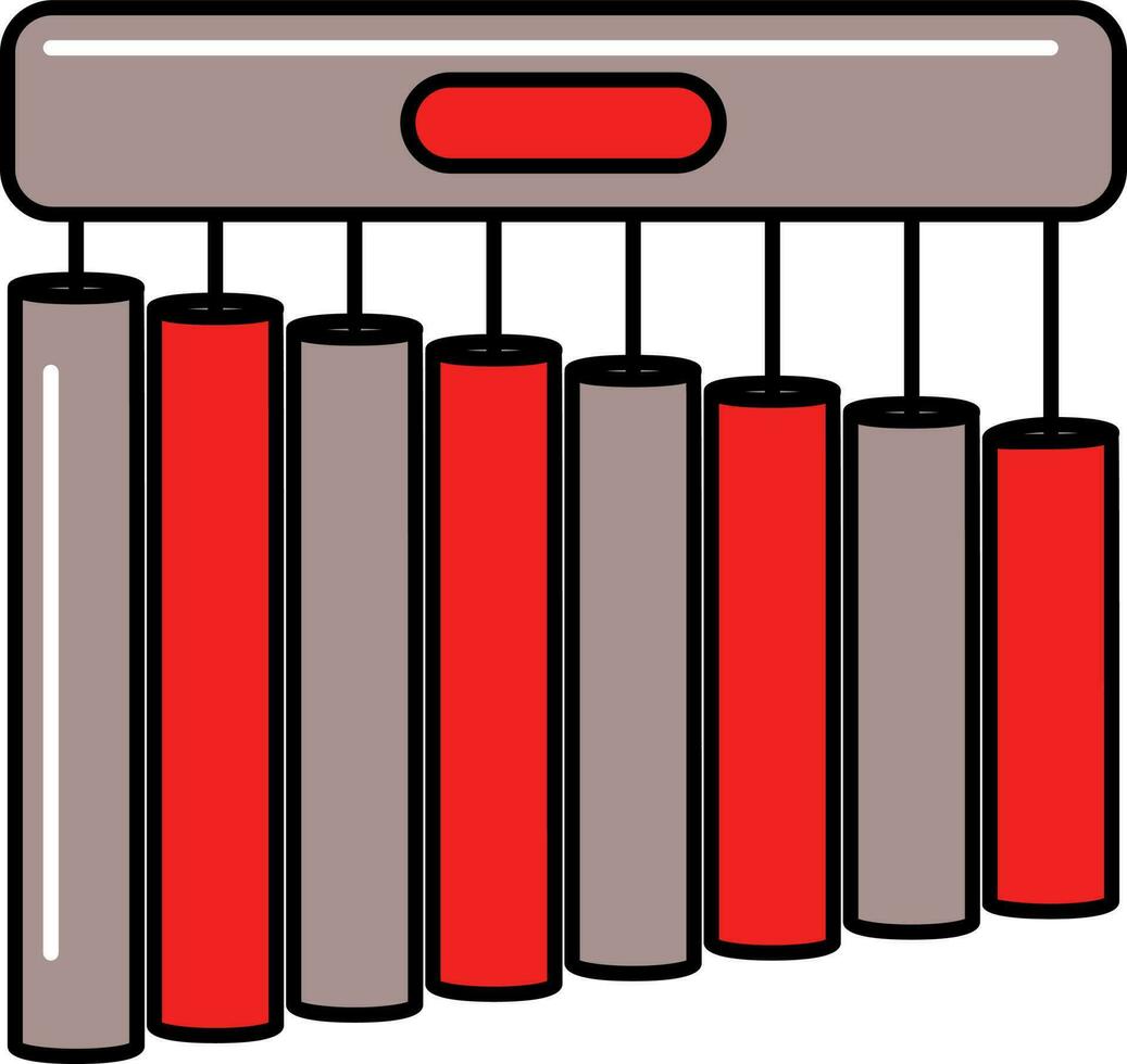 plat style bar carillons rouge et taupe icône. vecteur