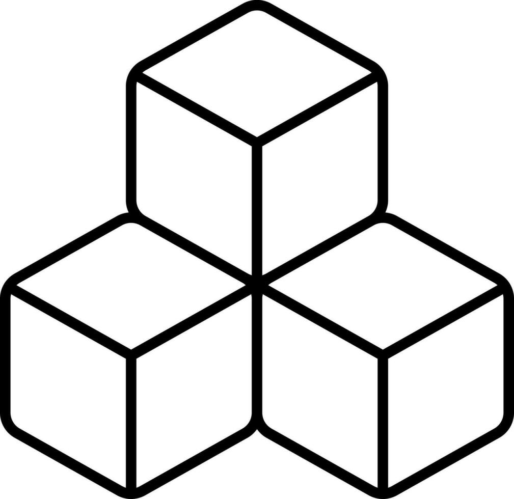 Trois cubes icône dans noir ligne art. vecteur