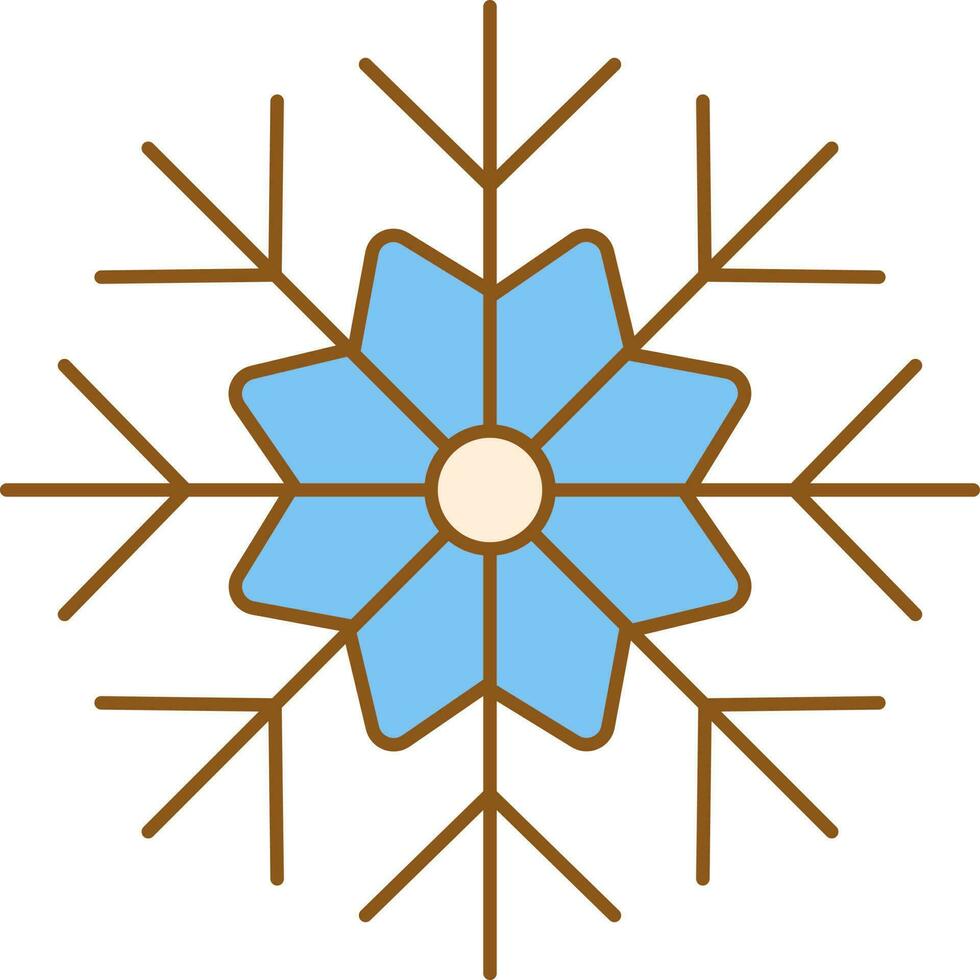 flocon de neige icône dans bleu et marron couleur. vecteur