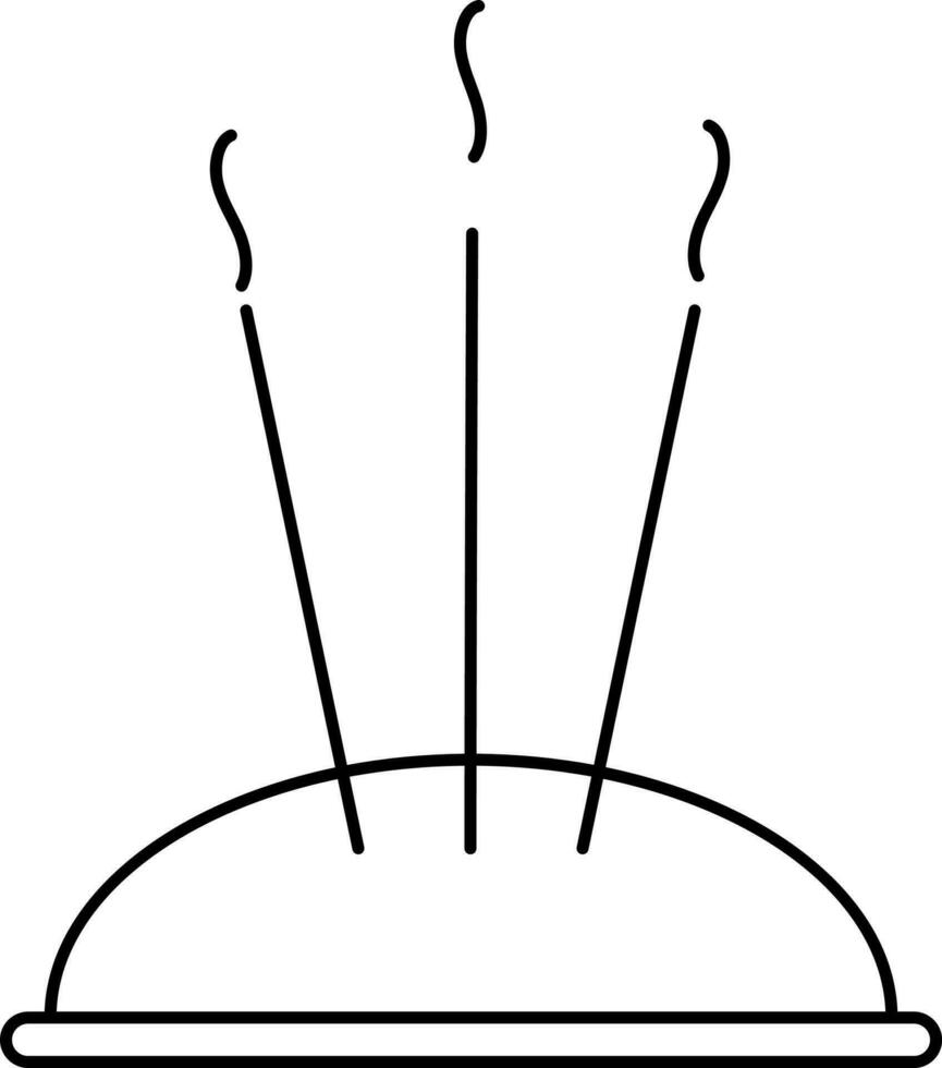 noir contour illustration de brûlant encens bâton supporter icône. vecteur