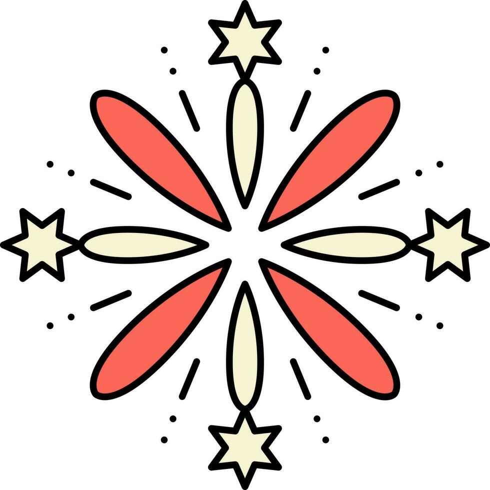 rouge et Jaune étoiles feux d'artifice icône ou symbole. vecteur