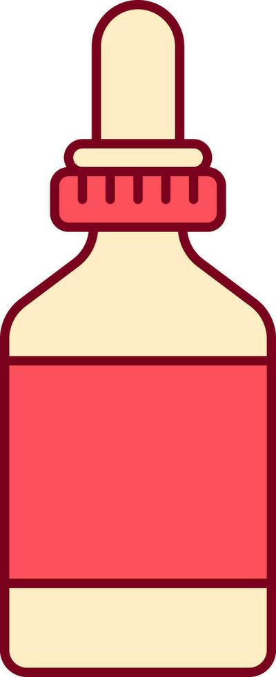 Jaune et rouge pipette bouteille plat icône. vecteur