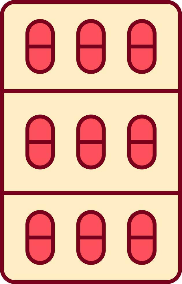 rouge et Jaune illustration de capsule paquet icône. vecteur