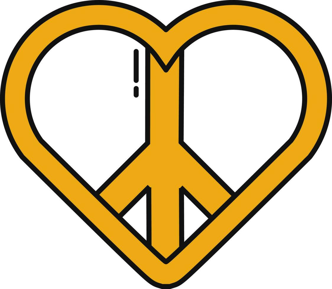 cœur paix symbole ou icône dans Orange couleur. vecteur