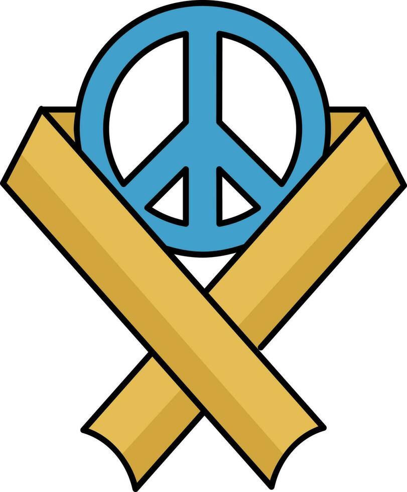 paix symbole avec conscience ruban icône dans bleu et Jaune couleur. vecteur