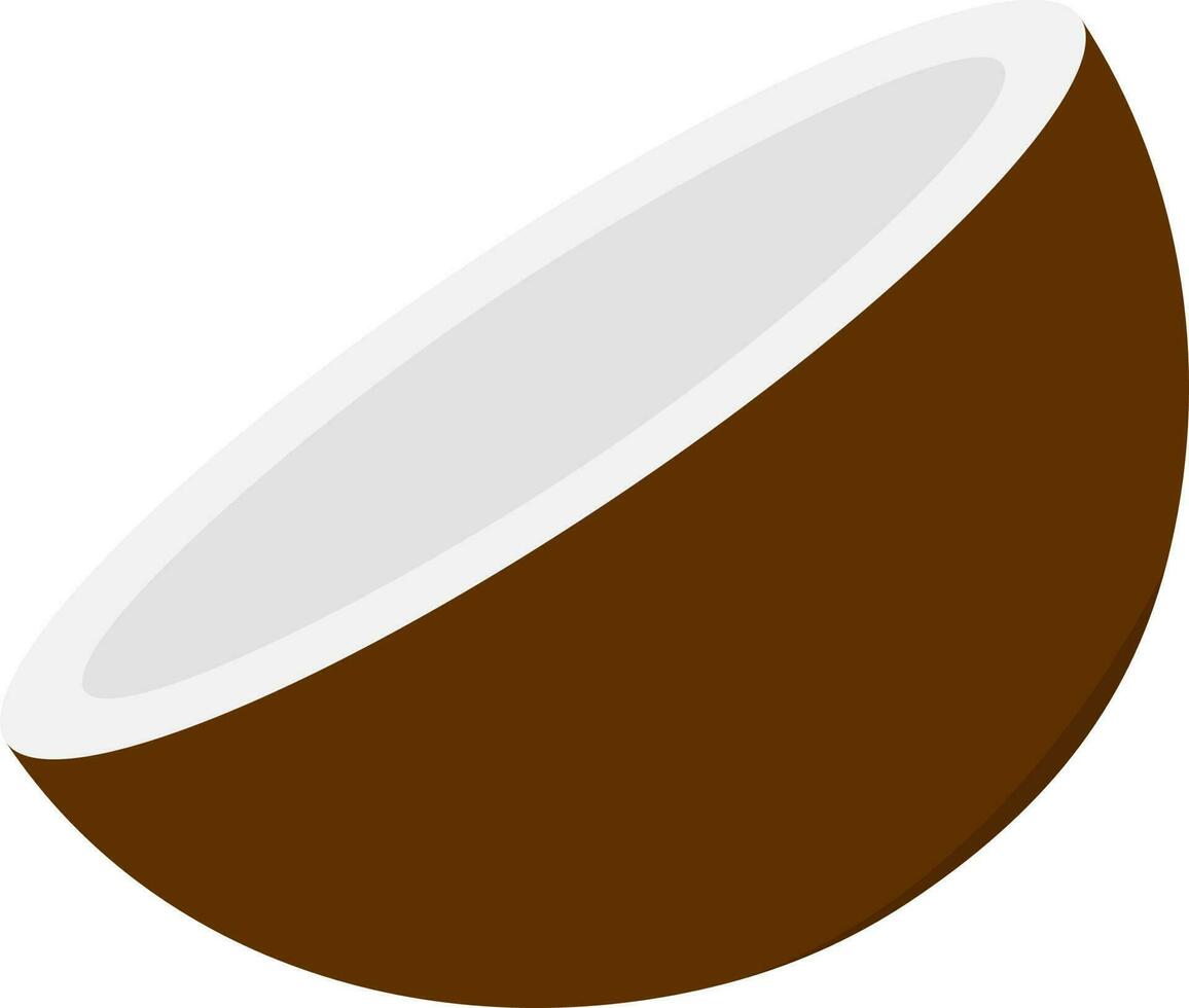 cassé noix de coco fruit icône dans marron et blanc couleur. vecteur