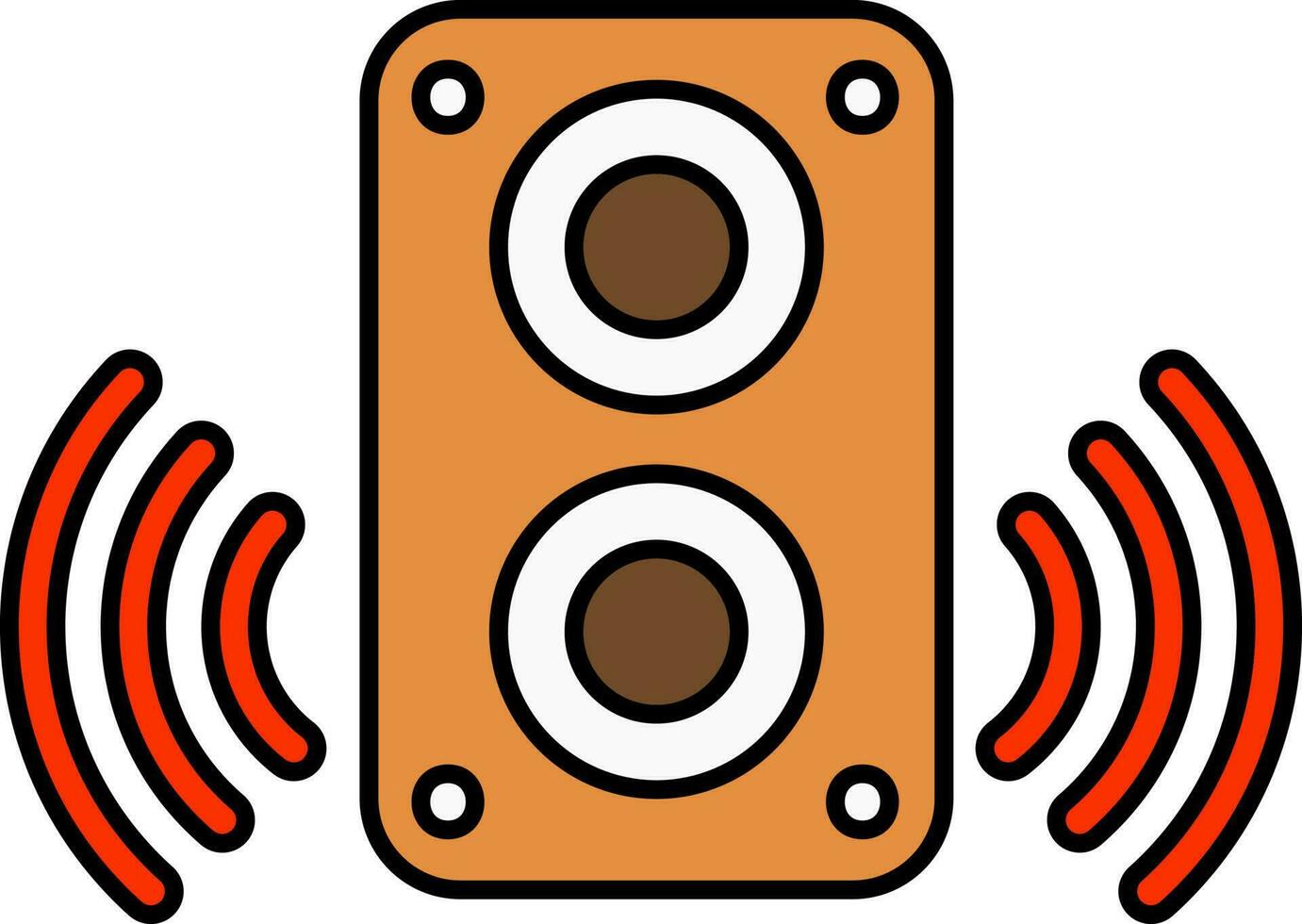 du son orateur avec des rayons rouge et Orange et rouge icône. vecteur