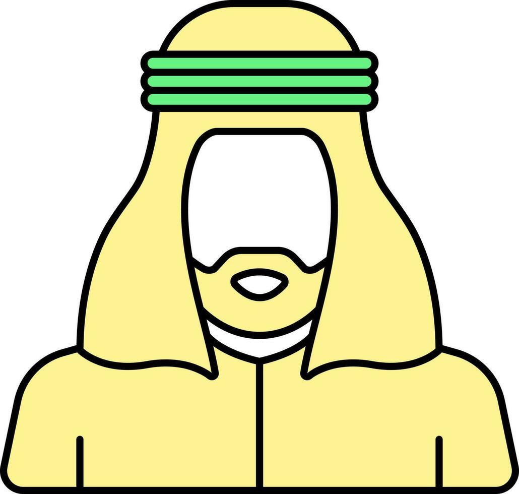 dessin animé saoudien homme chracter icône dans Jaune et vert couleur. vecteur
