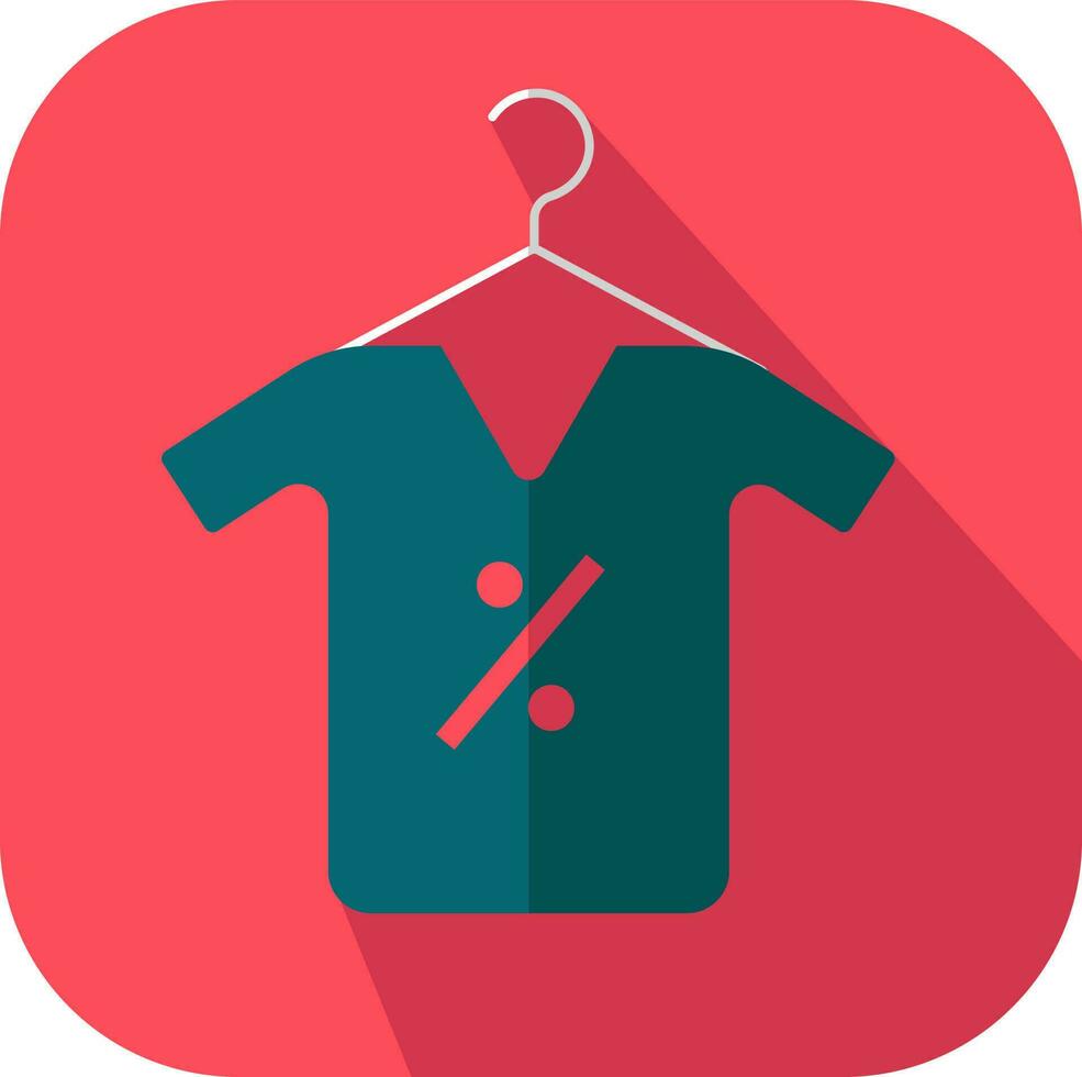T-shirt remise offre rouge et sarcelle carré icône. vecteur