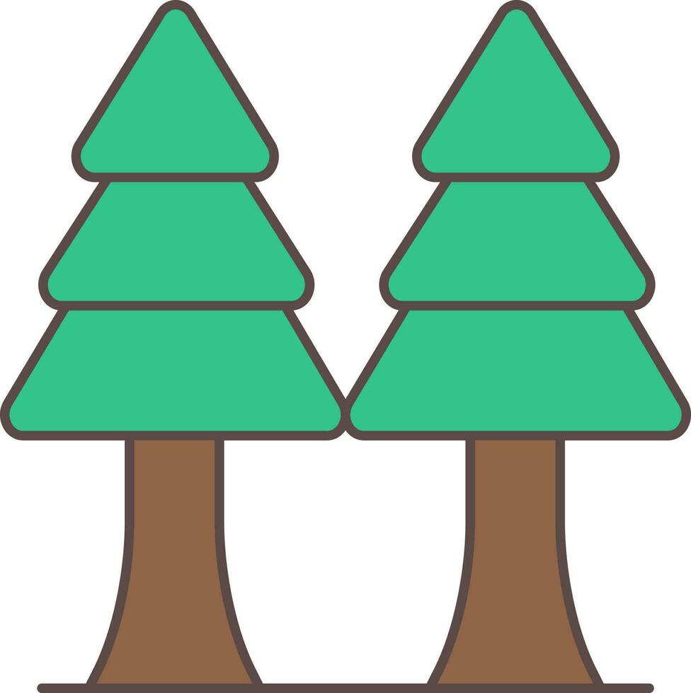 illustration de pin forêt icône dans vert et marron couleur. vecteur