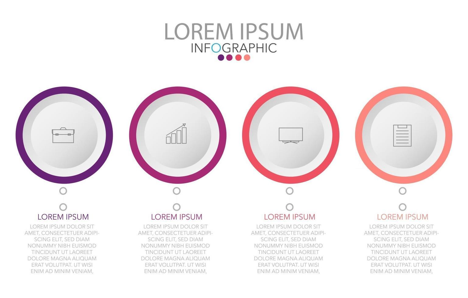 modèle infographique en 4 étapes modèle pour la présentation graphique de diagramme et le graphique vecteur