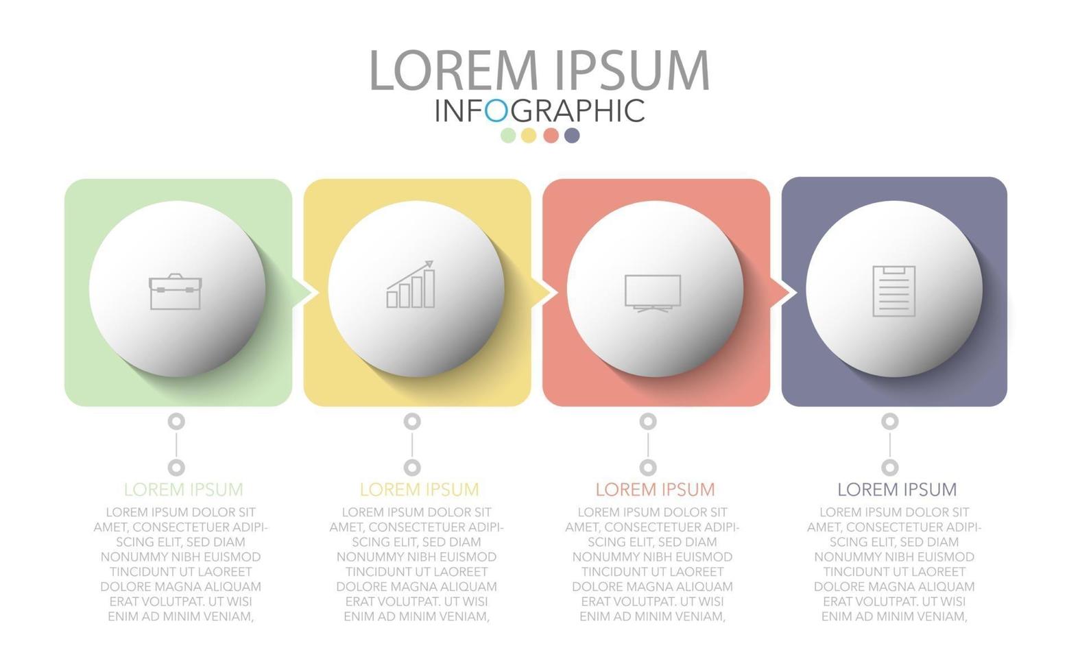 modèle infographique en 4 étapes modèle pour la présentation graphique de diagramme et le graphique vecteur