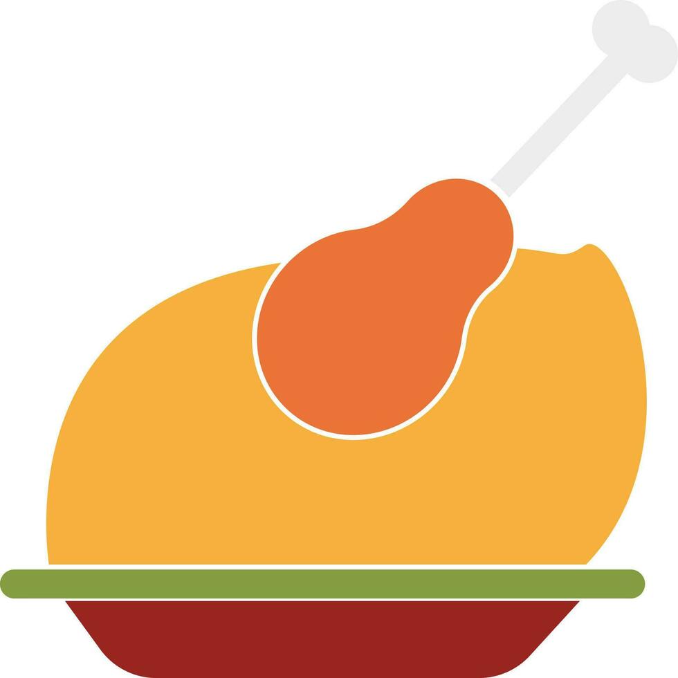 poulet jambe pièce sur bol icône dans Orange et Jaune couleur. vecteur