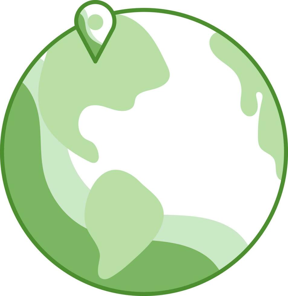 carte emplacement point épingle sur Terre globe vert et blanc icône. vecteur