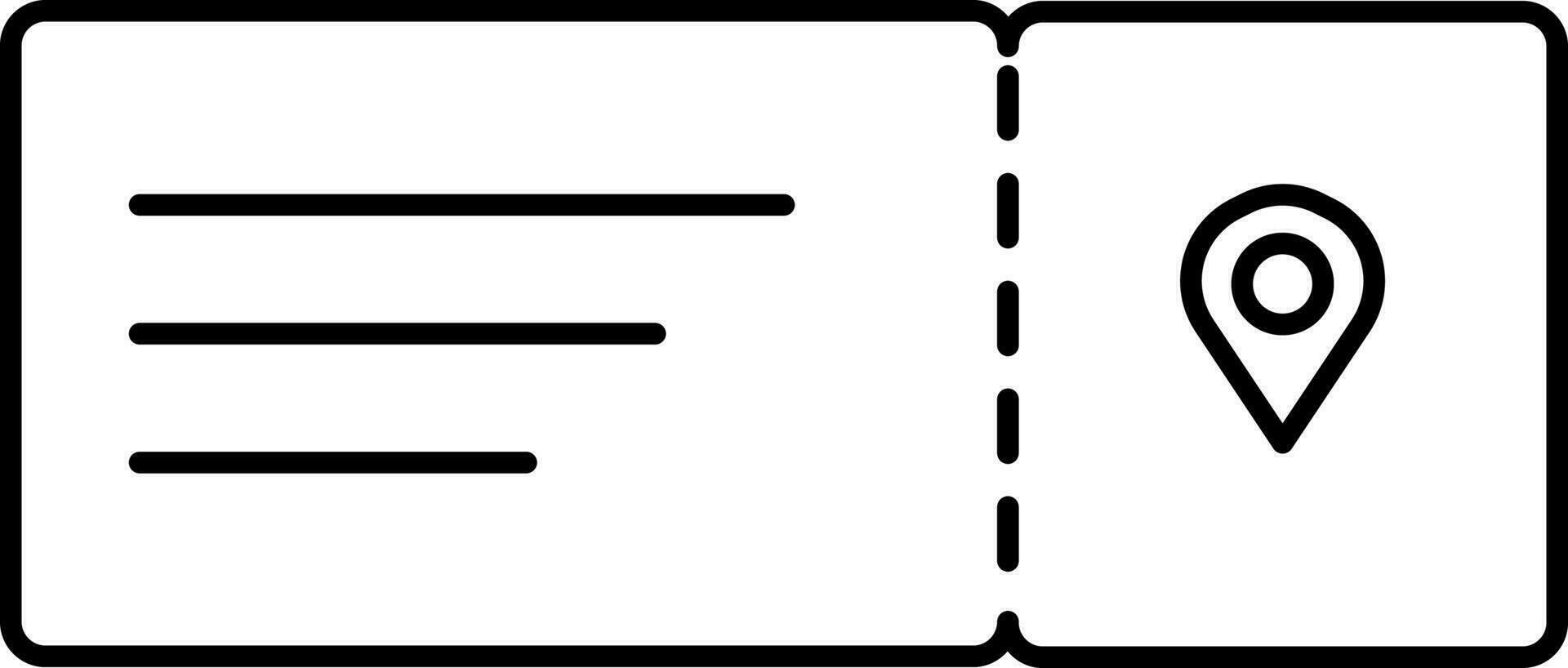 noir contour emplacement billet icône ou symbole. vecteur