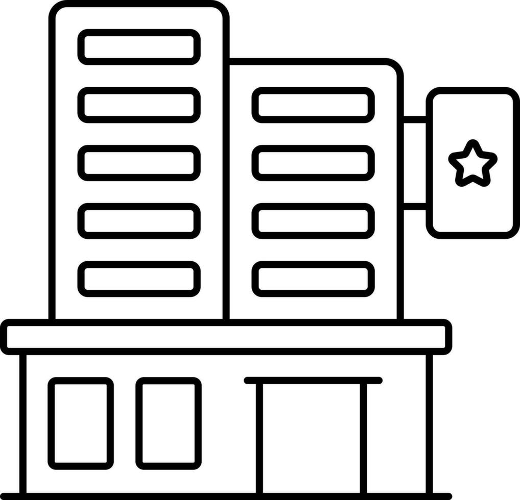 noir contour de étoile Hôtel bâtiment icône. vecteur