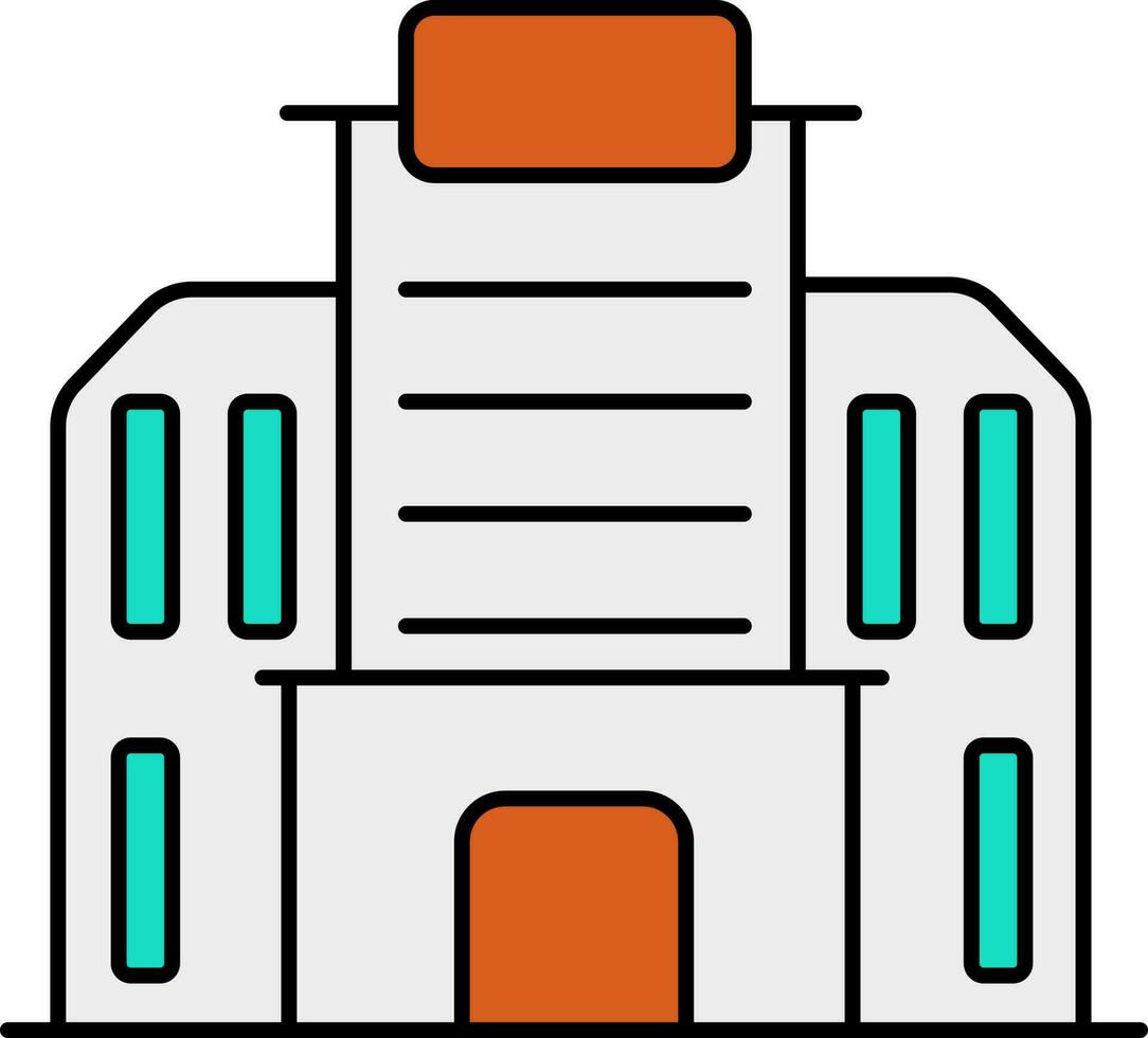 Orange et turquoise bâtiment icône ou symbole. vecteur