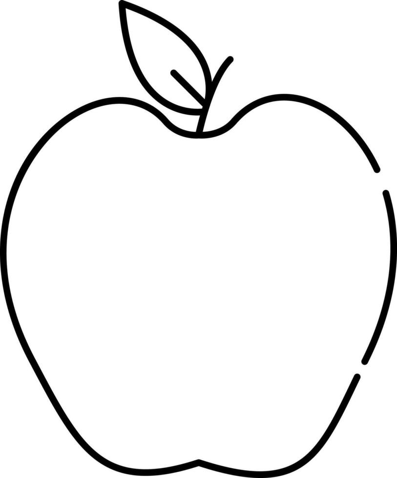 mince ligne art illustration de Pomme avec feuille icône. vecteur