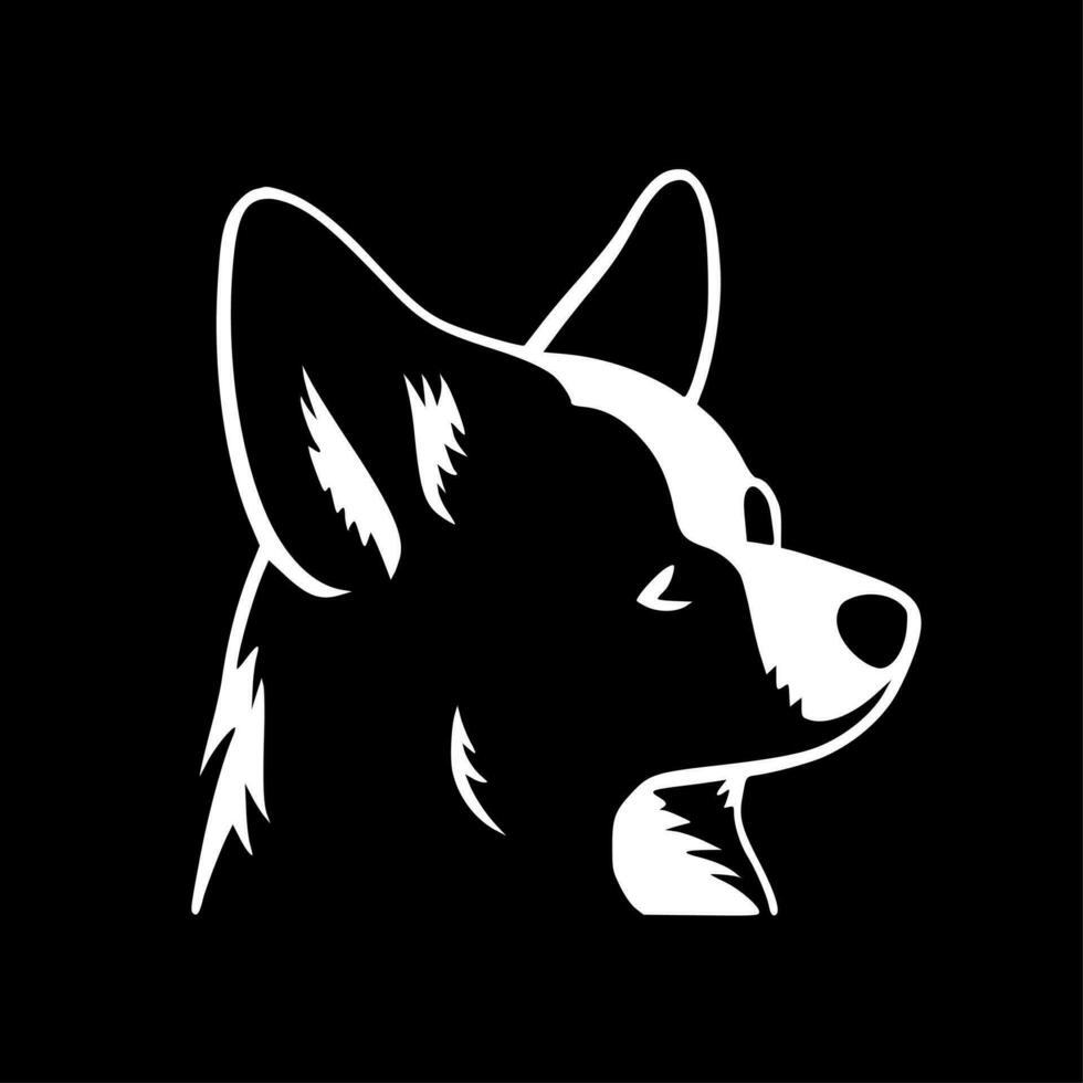 corgi - noir et blanc isolé icône - vecteur illustration