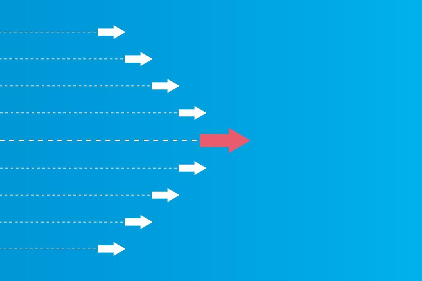 avoir du leadership ou des concepts différents avec des directions d'insectes volants du papier rouge et blanc et des lignes de route sur fond bleu vecteur