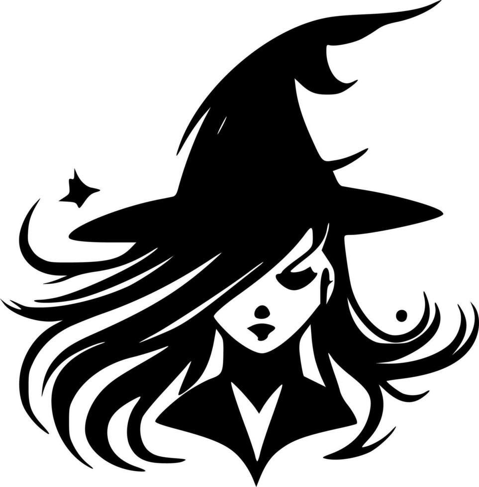 sorcière - noir et blanc isolé icône - vecteur illustration