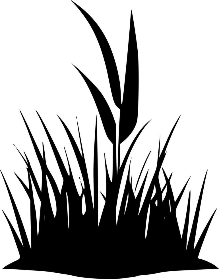 herbe - noir et blanc isolé icône - vecteur illustration