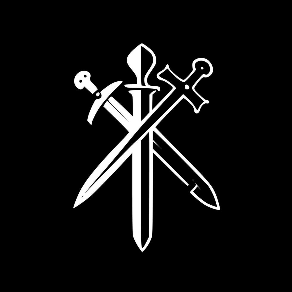 franchi épées - noir et blanc isolé icône - vecteur illustration