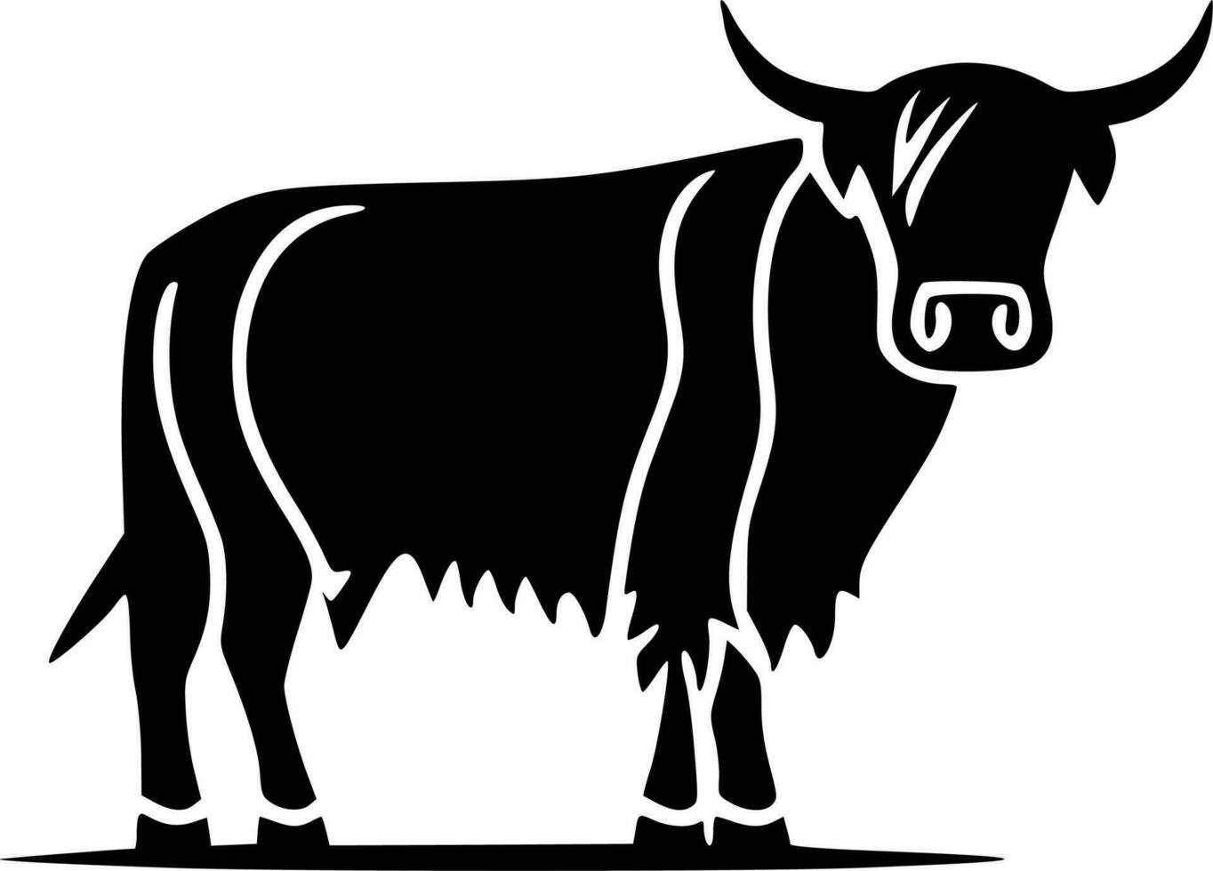 montagnes vache - noir et blanc isolé icône - vecteur illustration