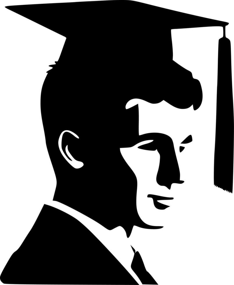 diplômé, noir et blanc vecteur illustration
