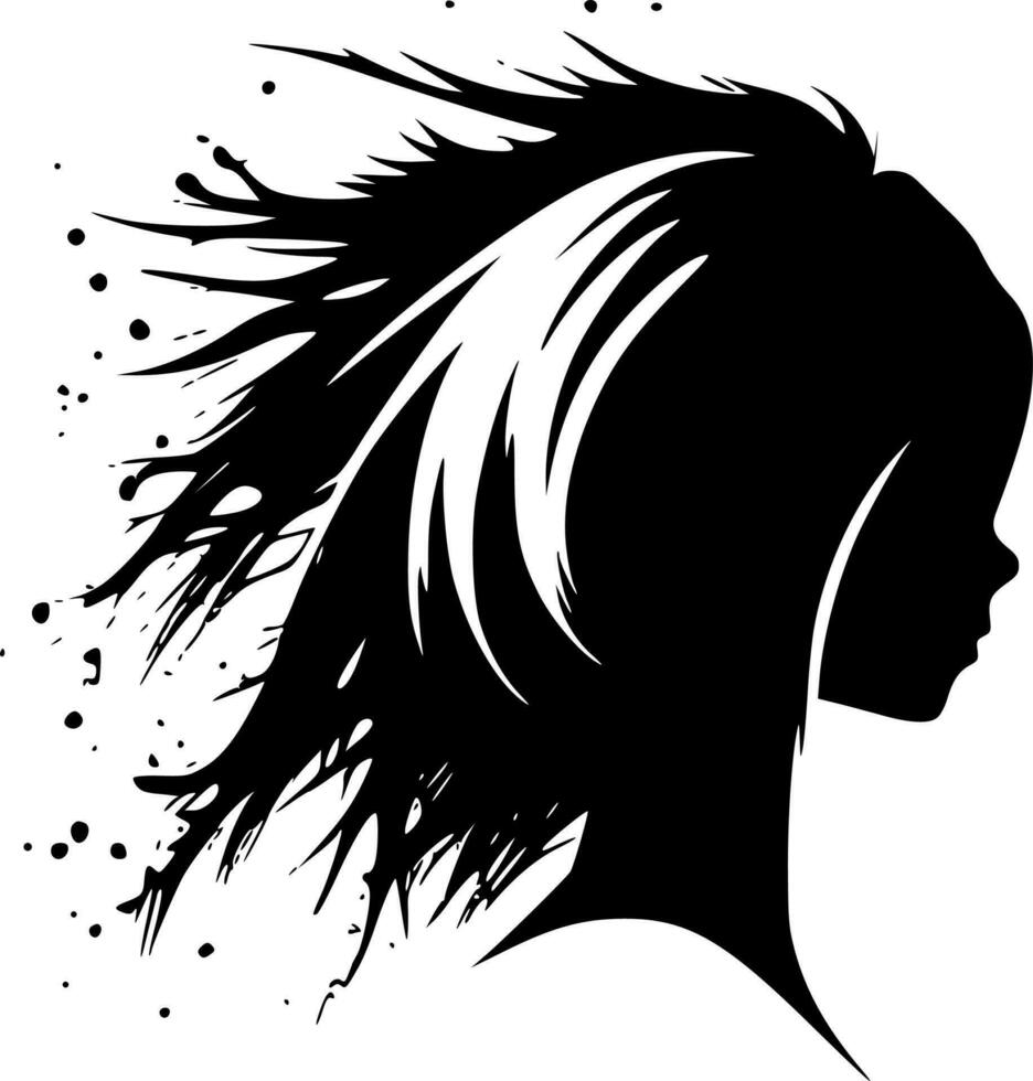 cheveux - noir et blanc isolé icône - vecteur illustration