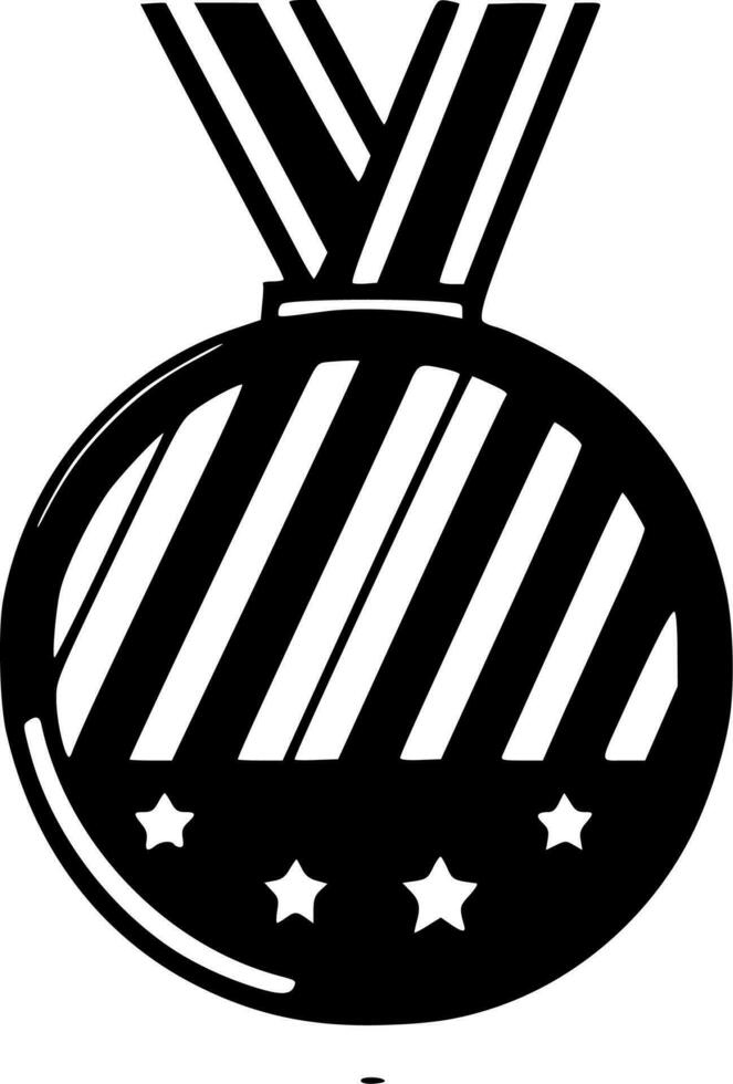 médaille - noir et blanc isolé icône - vecteur illustration