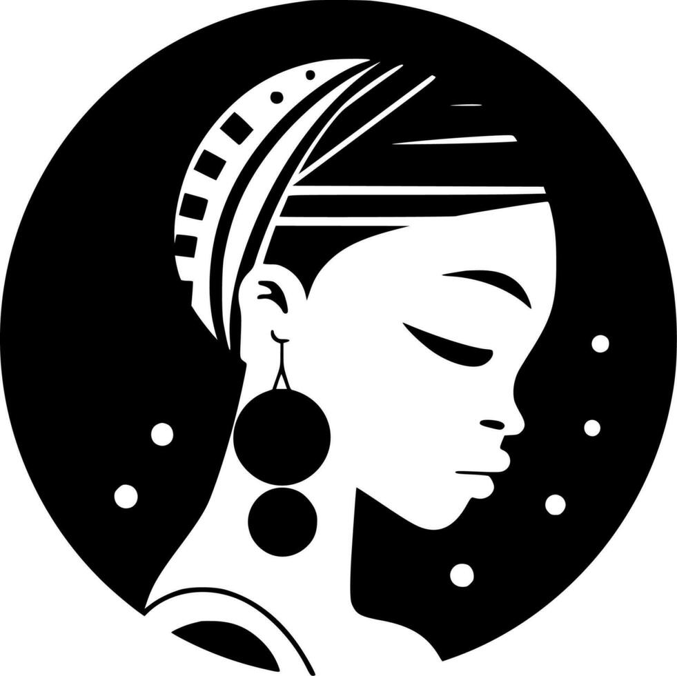 africain - noir et blanc isolé icône - vecteur illustration