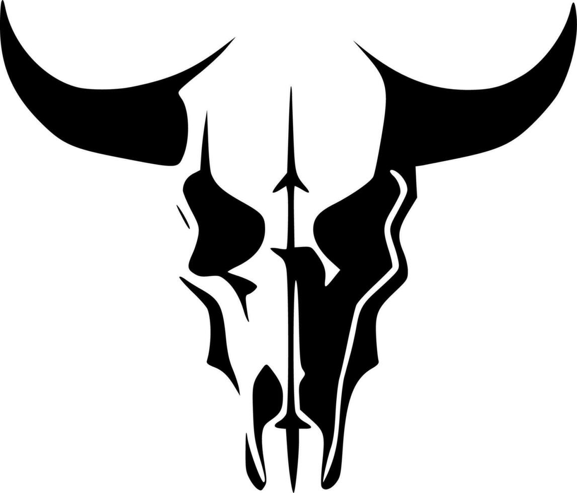 vache crâne, noir et blanc vecteur illustration