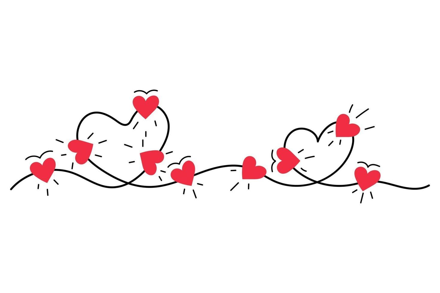 coeur lumières amour doodle isolé sur fond blanc vecteur