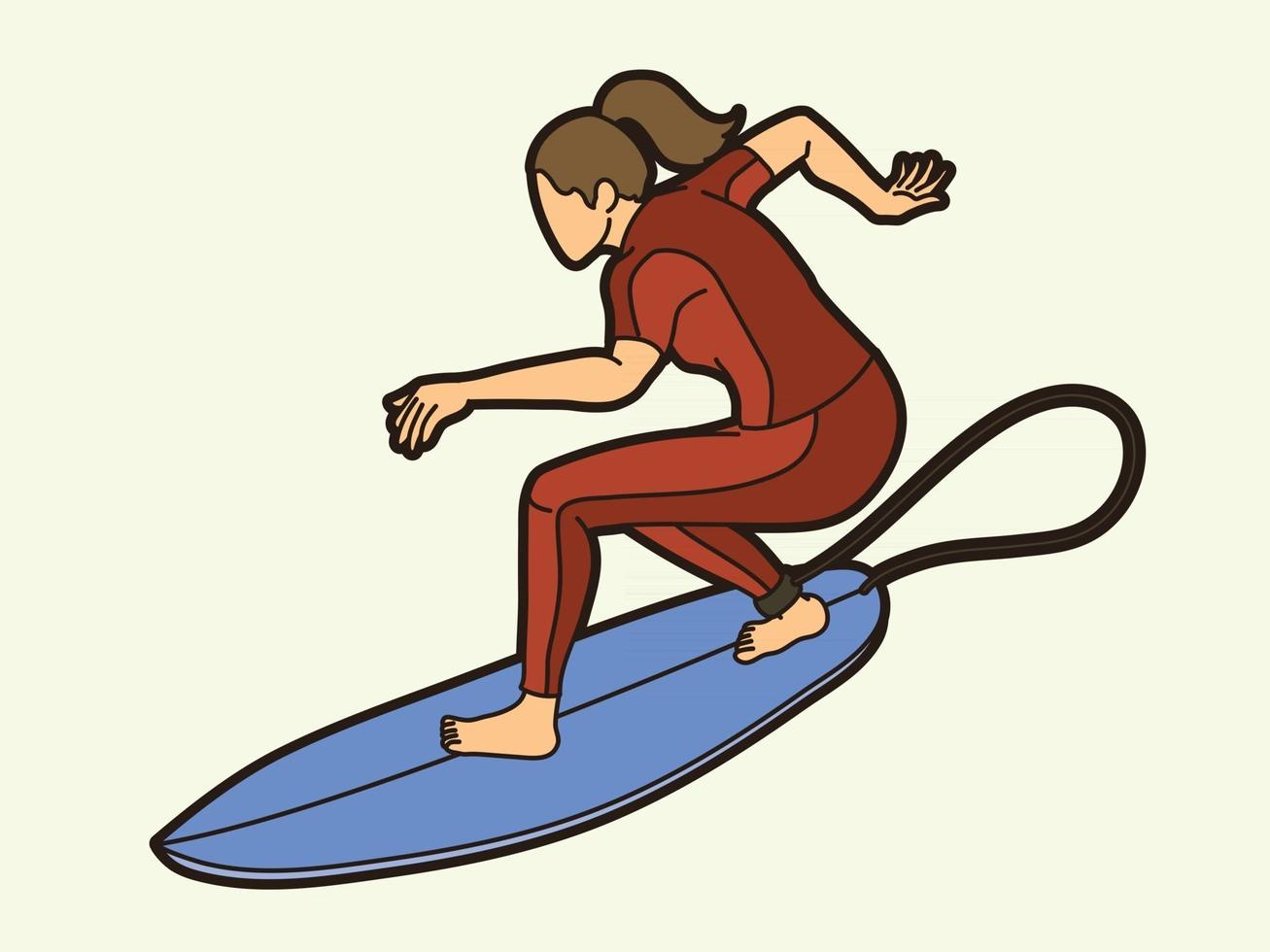 pose de joueur de sport de surf vecteur