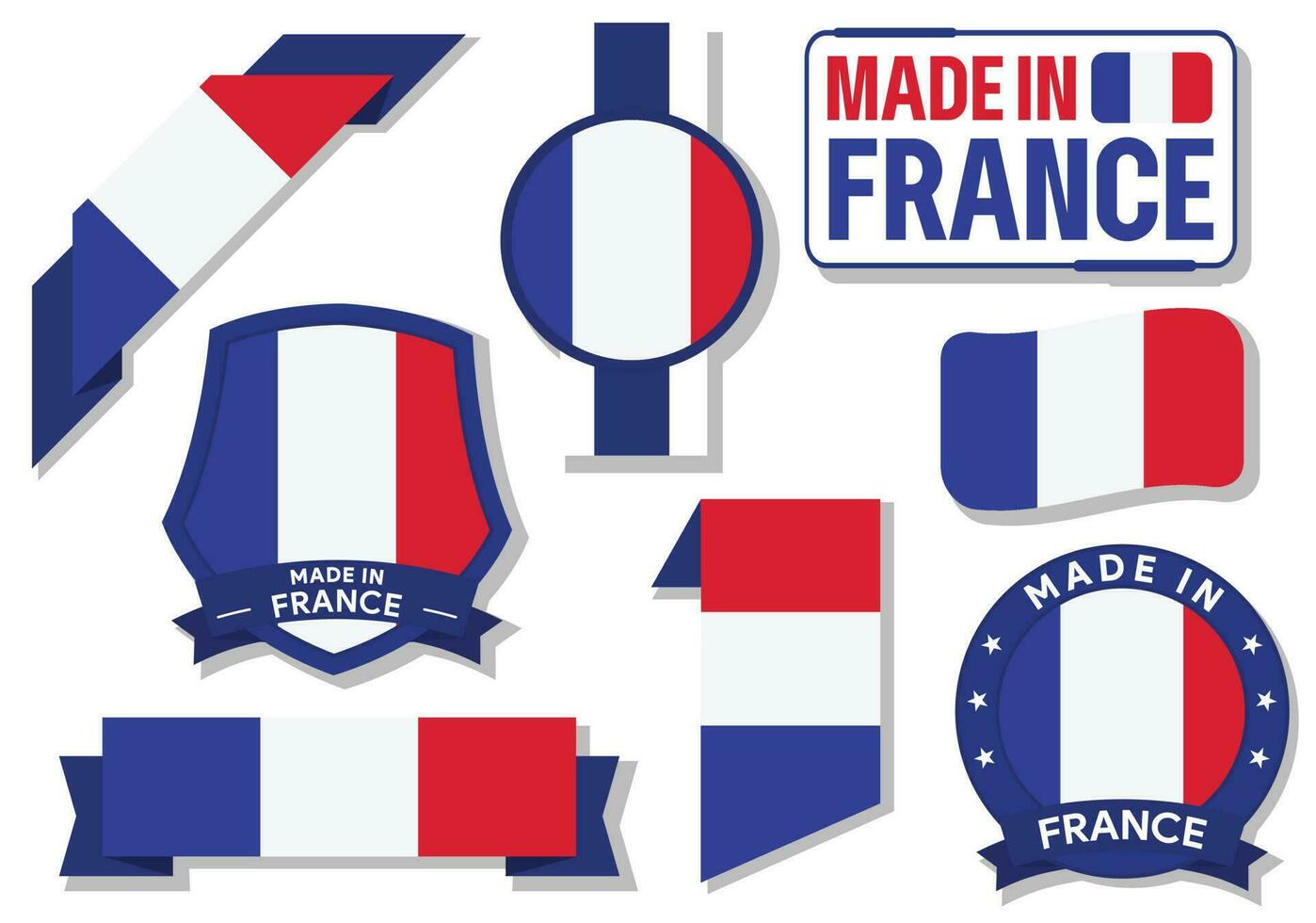 collection de fabriqué dans France badges Étiquettes France drapeaux dans ruban vecteur illustration