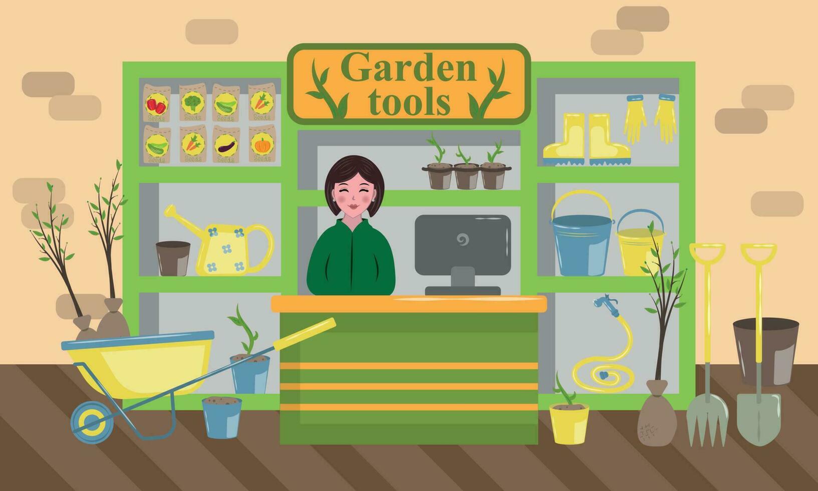 magasin de jardin outils avec tout trie de jardin dispositifs vecteur