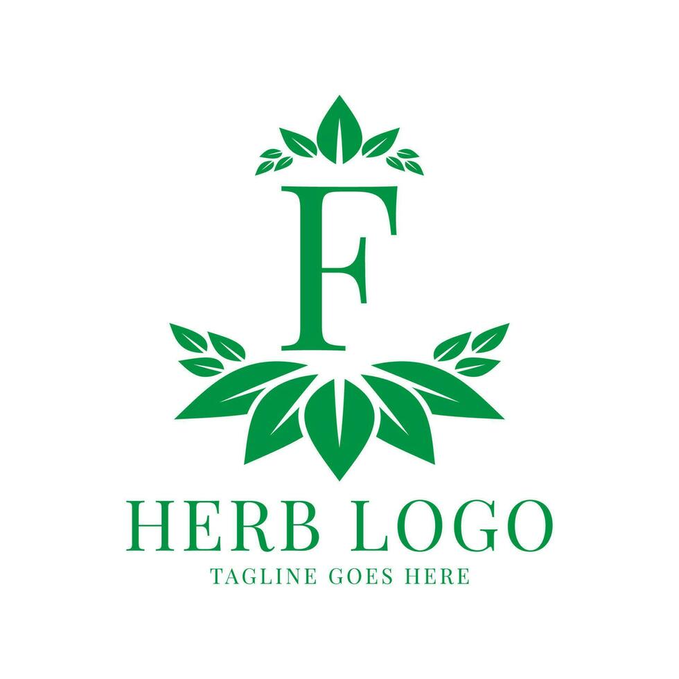 lettre F à base de plantes feuilles initiale vecteur logo conception