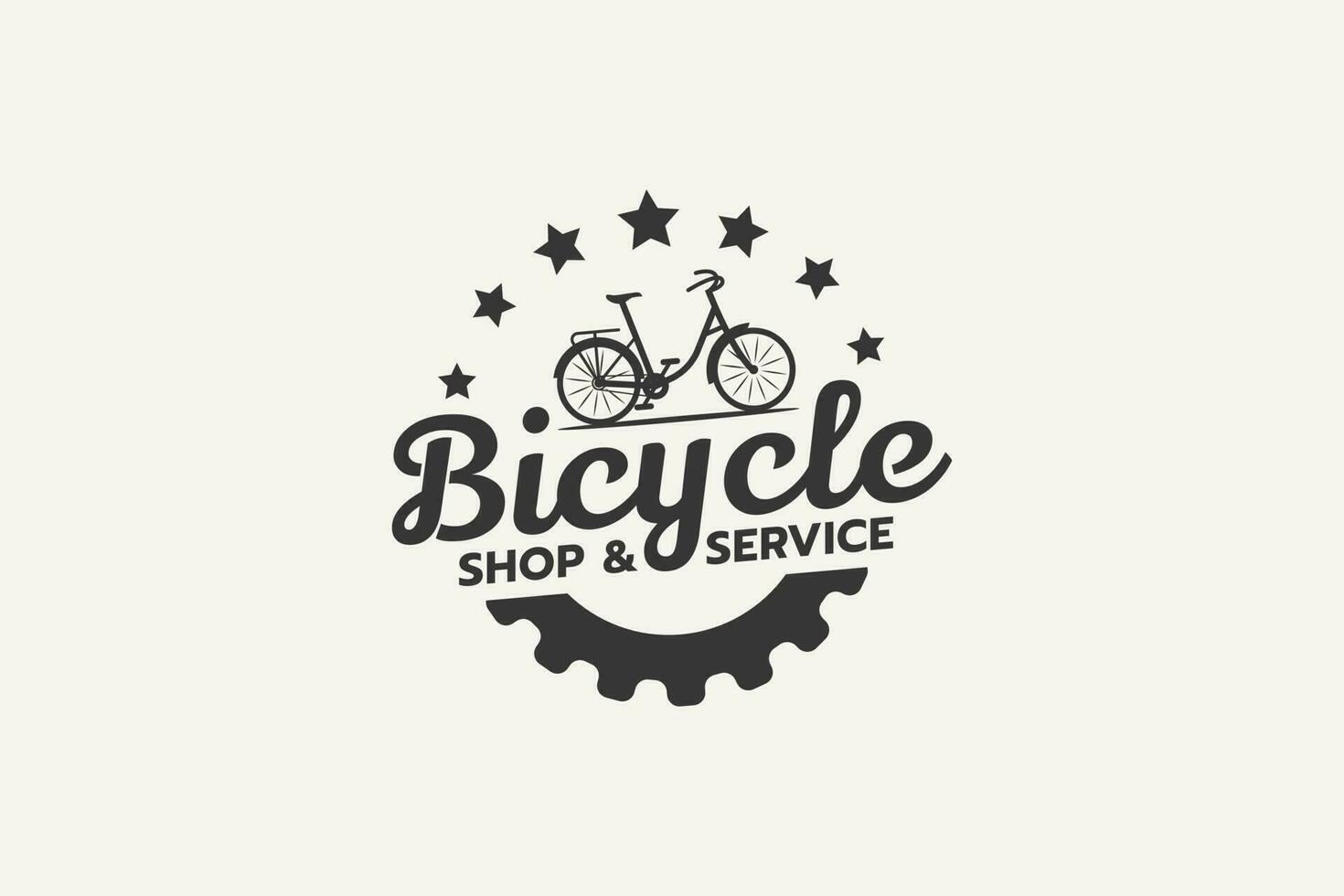 vélo magasin et un service logo avec une combinaison de vélo, équipement et ancien style. vecteur