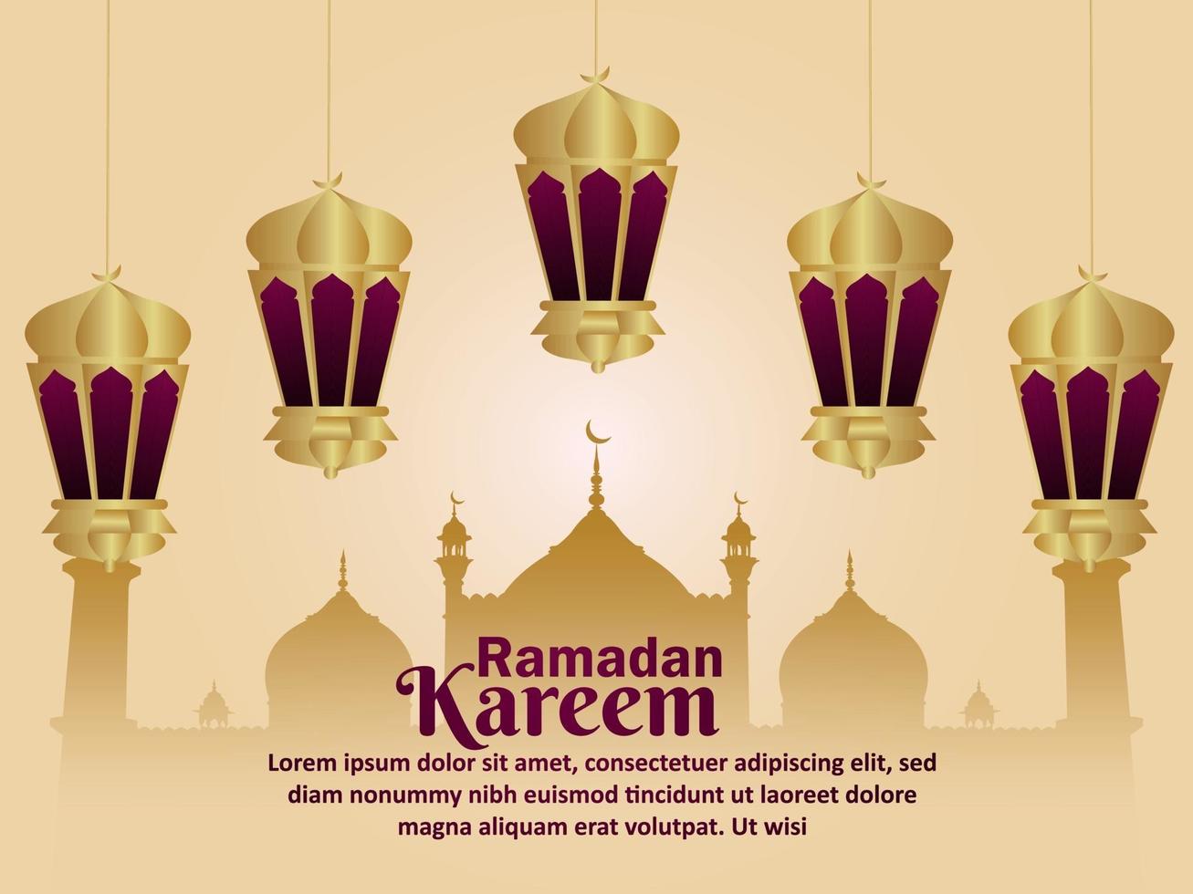 ramadan kareem vector illustration lanterne islamique et mosquée sur fond créatif