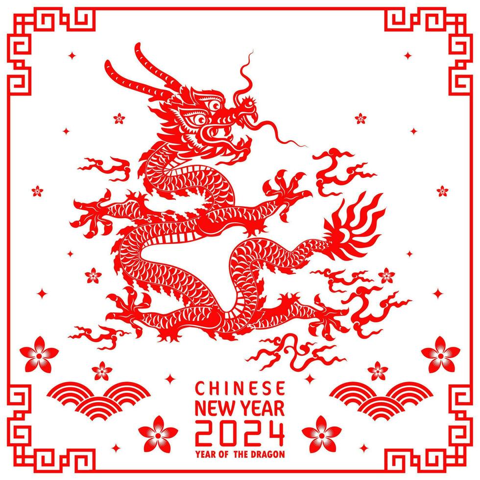 content chinois Nouveau année 2024 année de le chinois dragon zodiaque vecteur