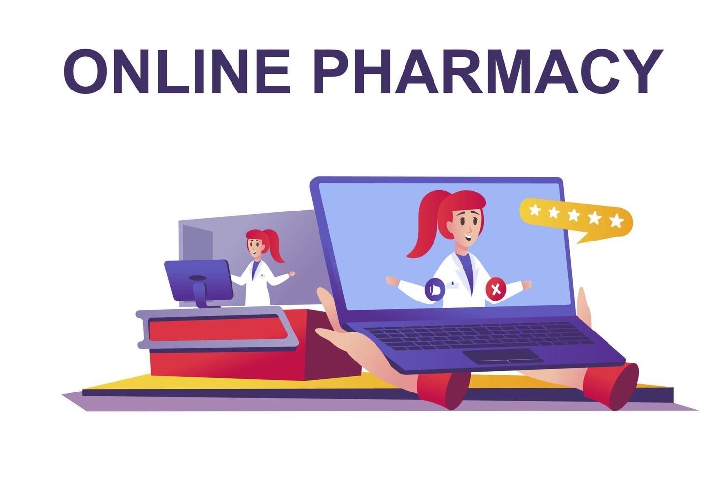 concept web de pharmacie en ligne dans un style plat vecteur